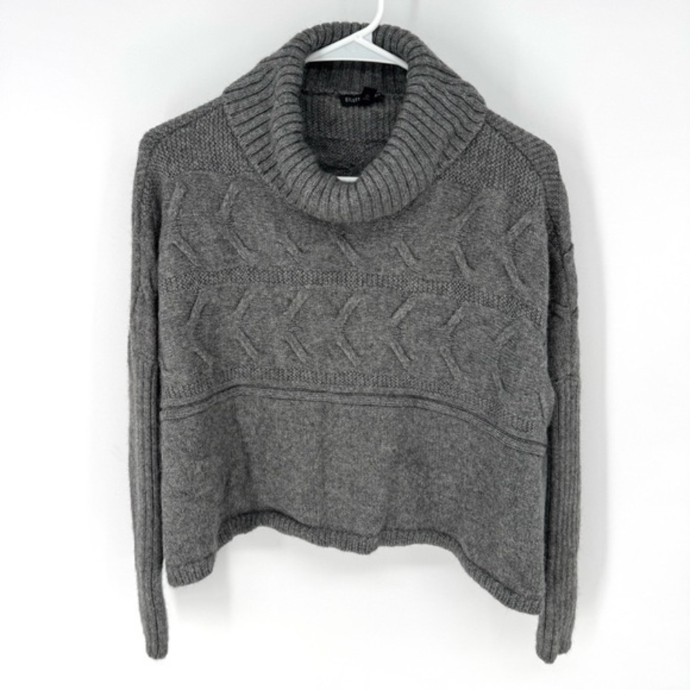 Eileen Fisher alpaca, silk blend Gray turtleneck, knit  crop oversize Sweater